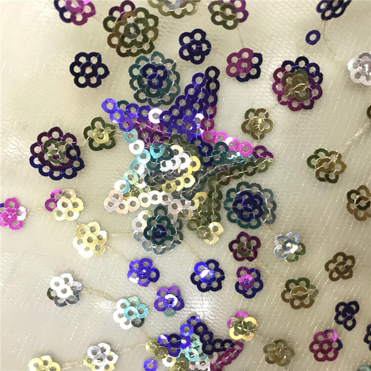 Sequin Evening Women's Polyester Embroidered Fabric for Women's Wear W 5